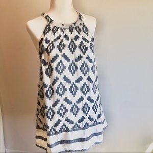 Lucky Brand soft blue white cotton linen tank  Lrg